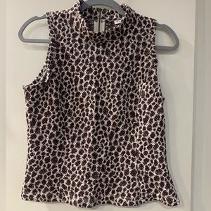 Anthropologie Akemi + Kin Leopard Animal Print Metallic Mock Tank Top S